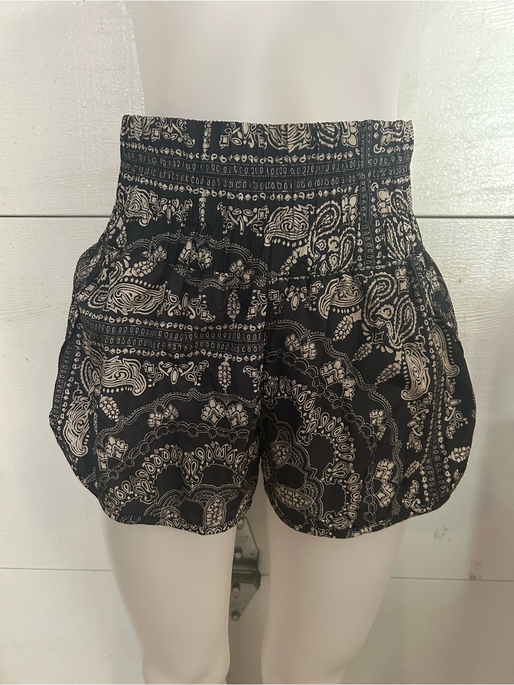 FP Movement by Free People Black Paisley High-Waist Active Shorts